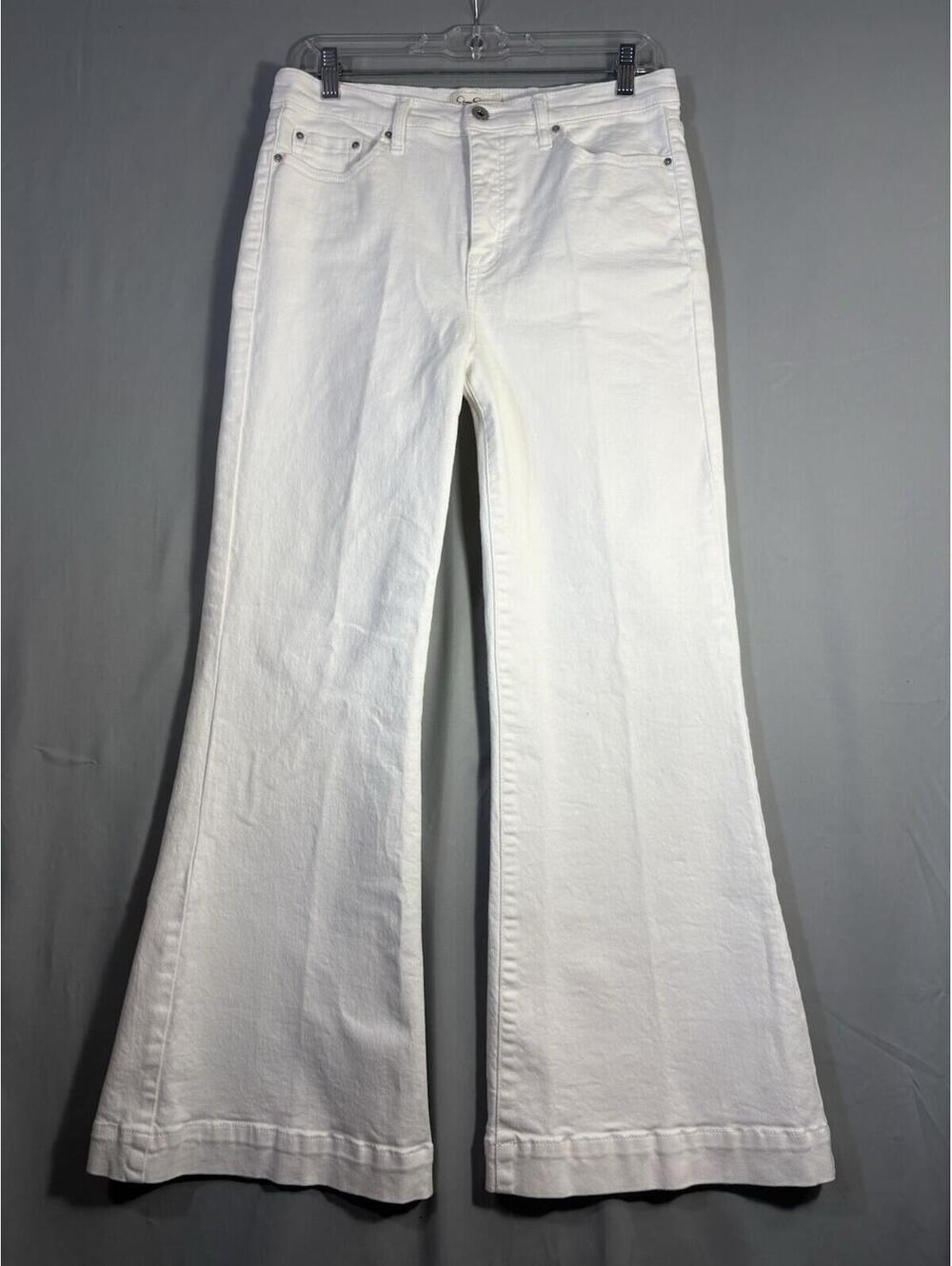 Jessica Simpson True Love Wide Leg Trouser Jeans White Stretch Denim 30